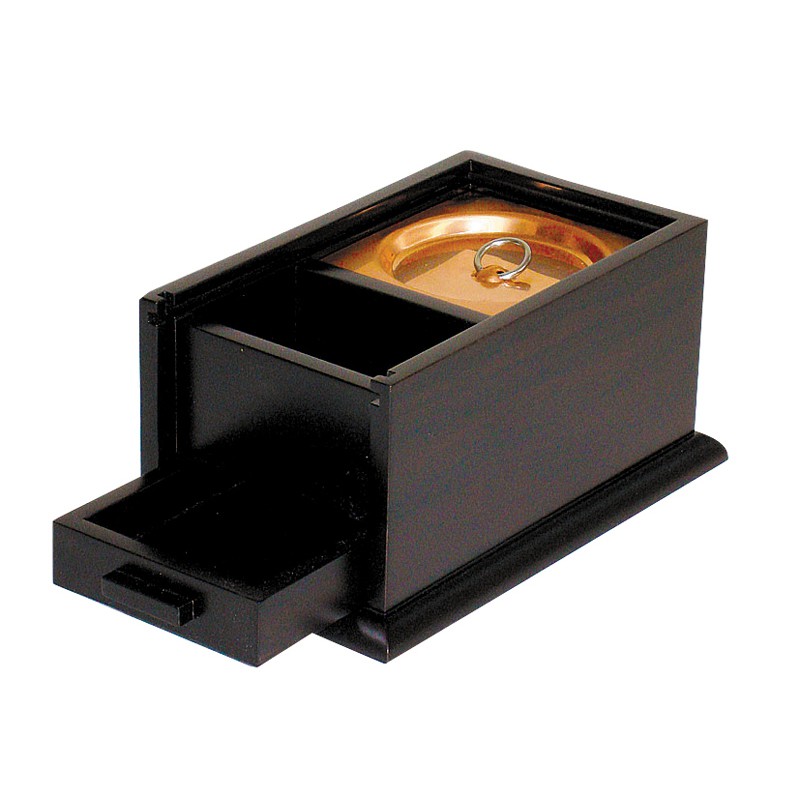 美術鋳物 華陽香爐 啓裕作 黒檀台座付 新品箱入 香炉/香器『高岡銅器【平型香炉波鶴/焼青銅色】銅製・能作吉秀作[空