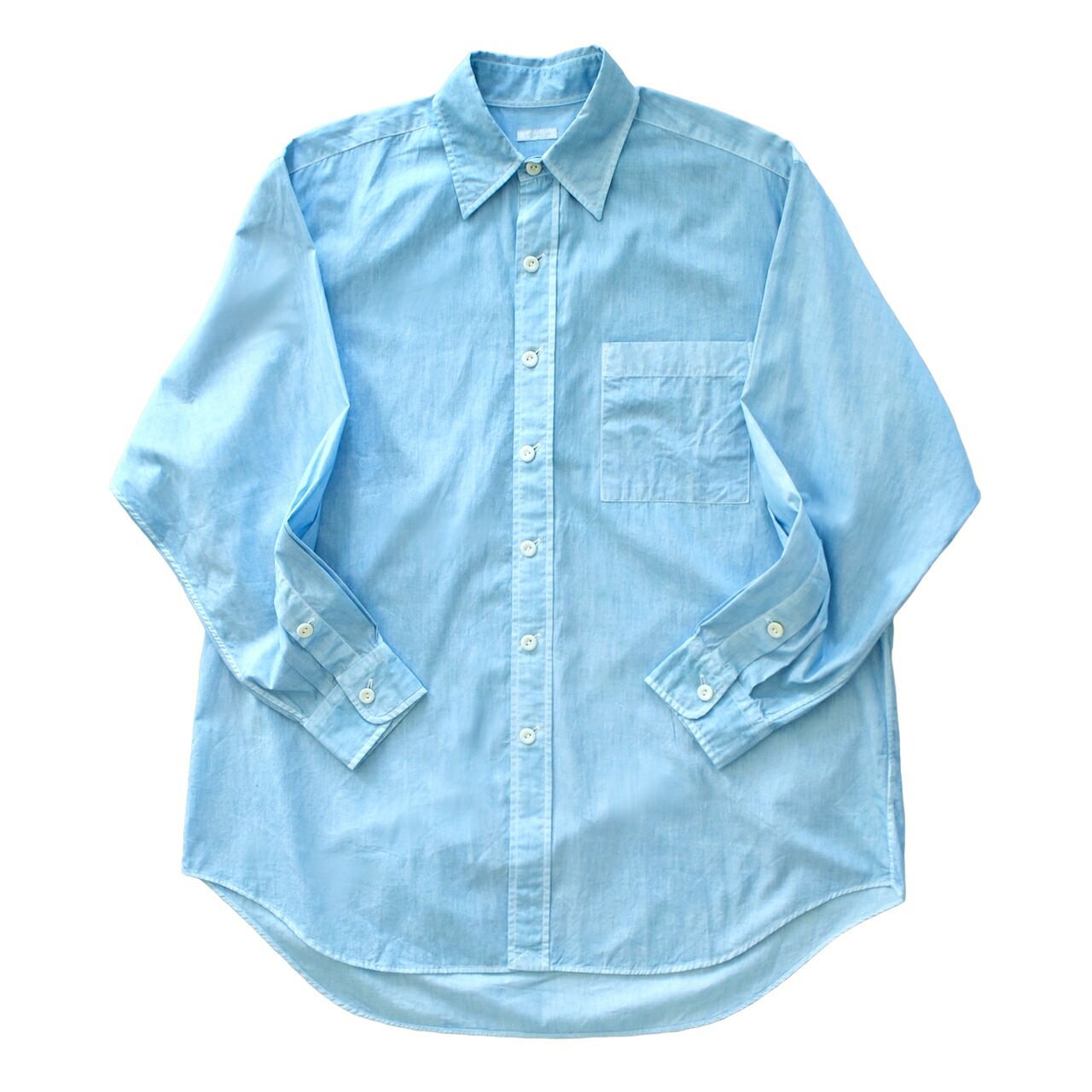 SOWBOW ソウボウ 蒼氓シャツ G メンズ・レディース 春夏秋冬 Broad Cloth Indigo Garment Dye (Fade) SAX 1size トップス|クマドリストア店