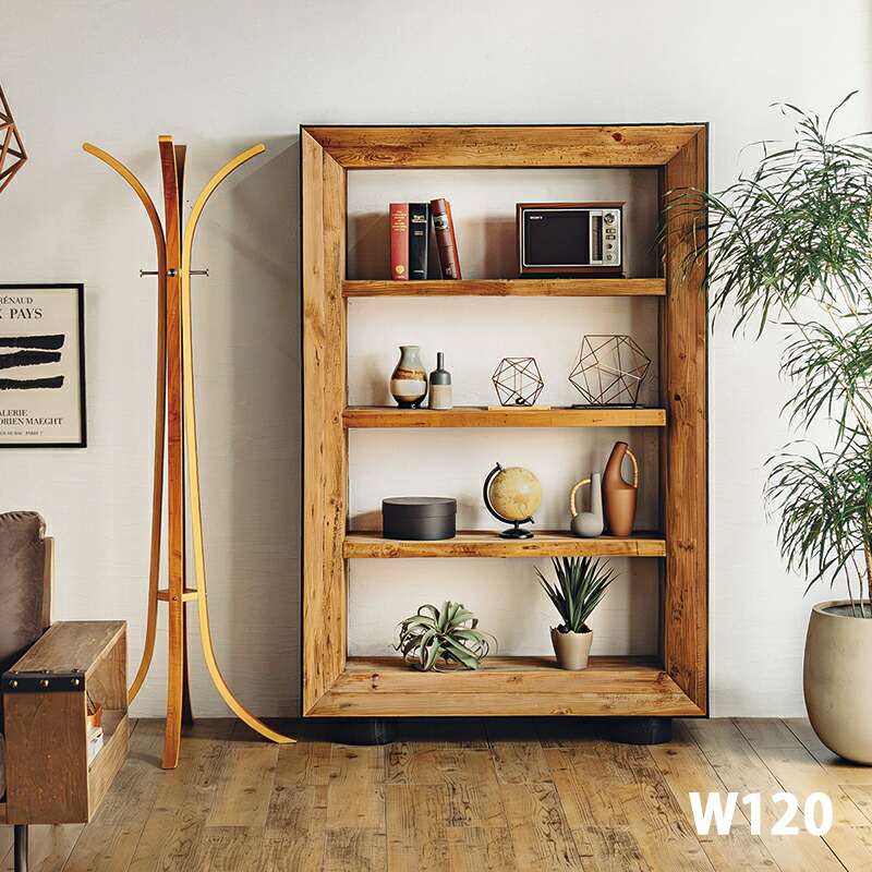 楽天市場】オープンラック 収納棚 ウッドラック 幅106cm 本棚 古材