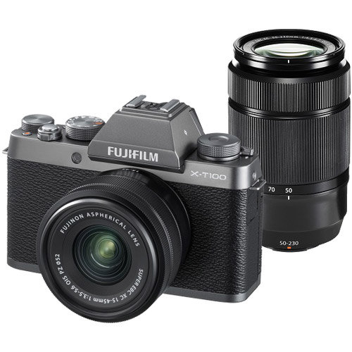 【中古】FUJIFILM フジフイルム X-T100 ダブルズームレンズキット ダークシルバー|熊本カメラ店