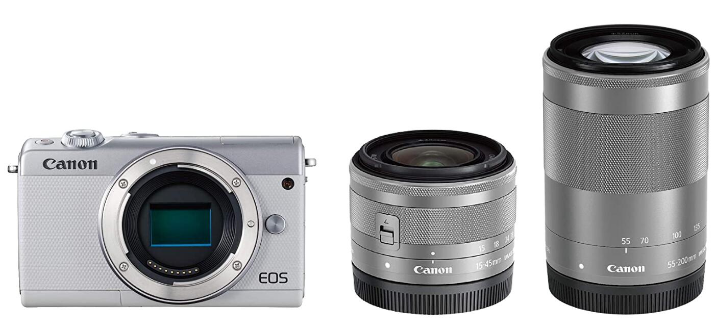 【中古】Canon キヤノン EOS M100 ダブルズームキット ホワイト