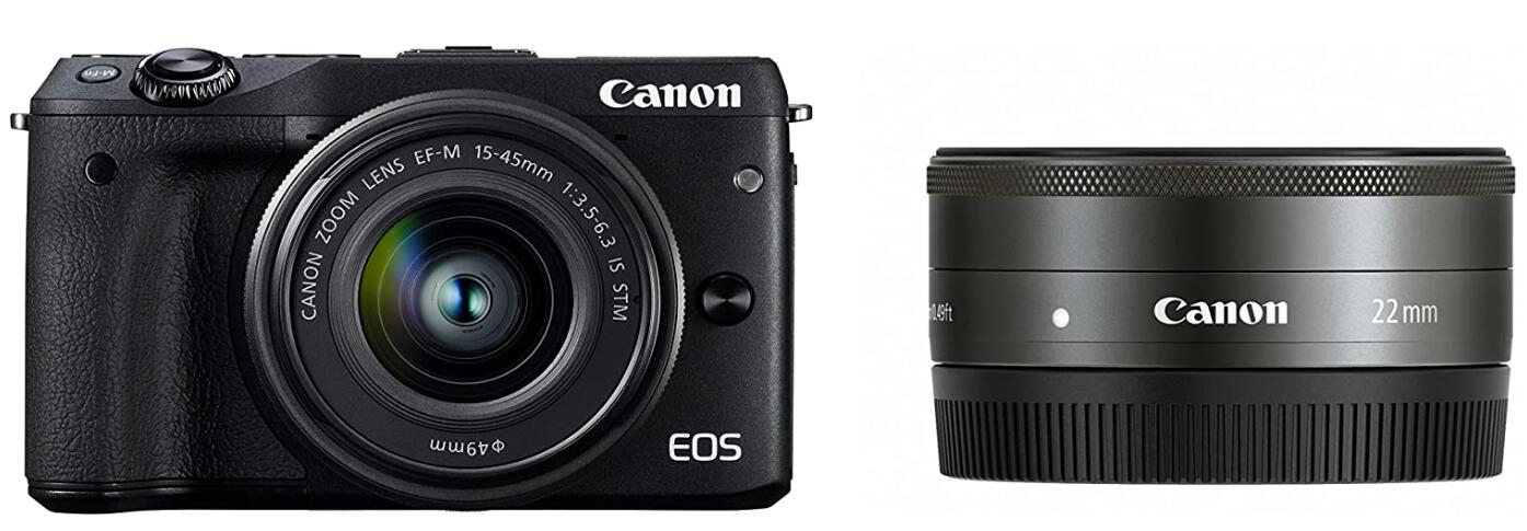 【中古】Canon キヤノン EOS M3 ダブルレンズキット2 ブラック