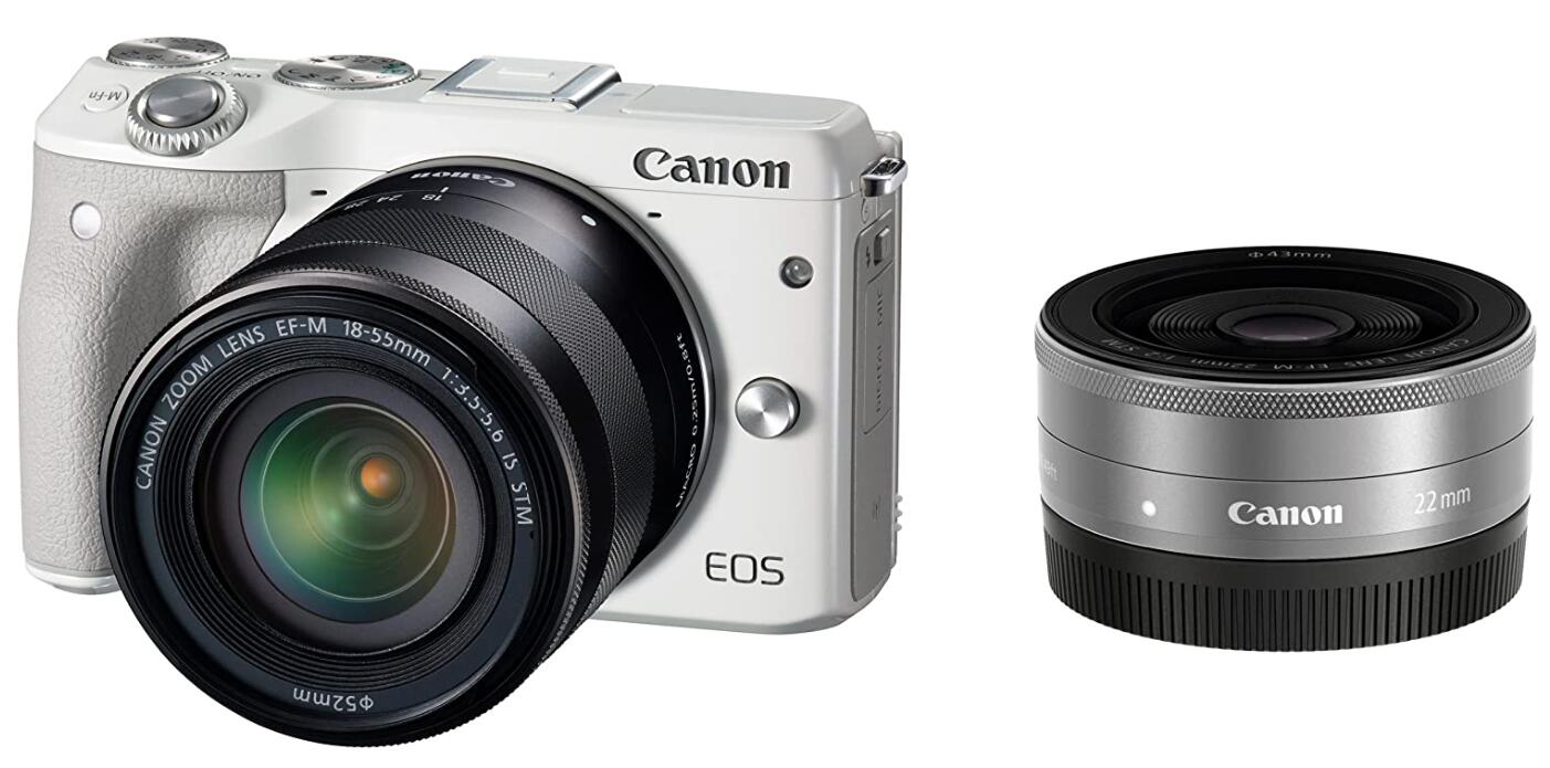 【中古】Canon キヤノン EOS M3 ダブルレンズキット ホワイト