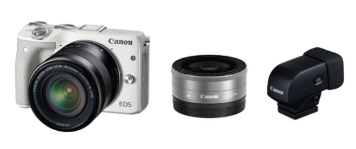 【中古】Canon キヤノン EOS M3 ダブルレンズEVFキット ホワイト