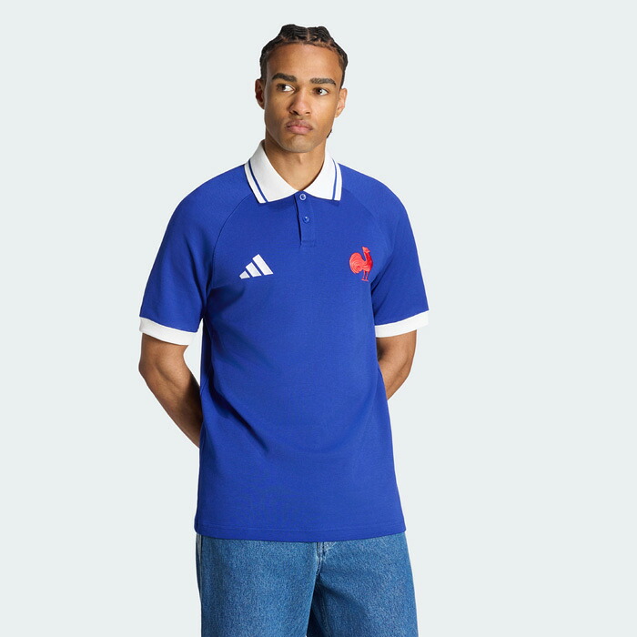 adidas/アディダス ラグビー トップス [zr993-kf8907 フランス ラグビー トラベル ポロシャツ] シャツ_フランス代表 【ネコポス対応】｜クマガヤスポーツ・クマスポ