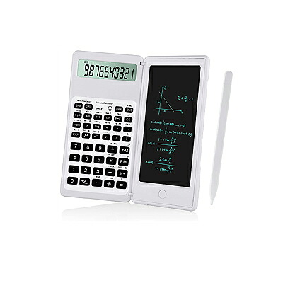 IPepul Scientific Calculators 10桁 関数電卓 ホワイト(※電池別売) メモパッド ペン付 軽量 ポータブル計算機 電卓 開閉式 ブルーマット LCDスクリーン 【ゆうパケットのみ送料無料】 ※パッケージ無し ※日本語説明書無し
