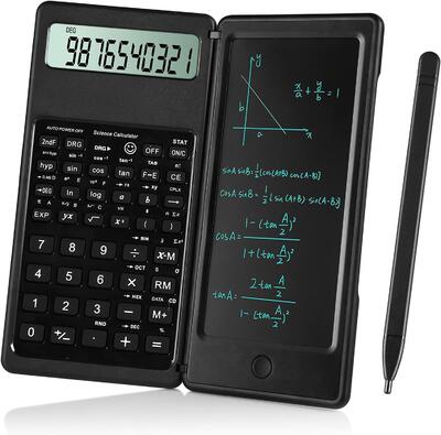 IPepul Scientific Calculators 10桁 関数電卓 ブラック(※電池別売) メモパッド ペン付 軽量 ポータブル計算機 電卓 開閉式 ブルーマット LCDスクリーン 【ゆうパケットのみ送料無料】 ※パッケージ無し ※日本語説明書無し