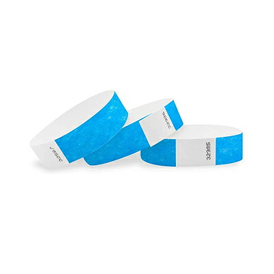 Wristco イベント用リストバンド 【1000本】使い捨て<br>ネオンブルー 通し番号入 19mm(3/4インチ)幅<br>【送料無料】並行輸入<br>【ゆうパケットのみ送料無料】