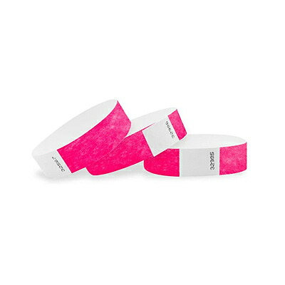 Wristco イベント用リストバンド 【1000本】使い捨て<br>ネオンピンク 通し番号入 19mm(3/4インチ)幅<br>【送料無料】並行輸入<br>【定形外郵便のみ送料無料】