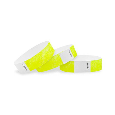 Wristco イベント用リストバンド 【1000本】使い捨て<br>ネオンイエロー 通し番号入 19mm(3/4インチ)幅<br>【送料無料】並行輸入<br>【ゆうパケットのみ送料無料】