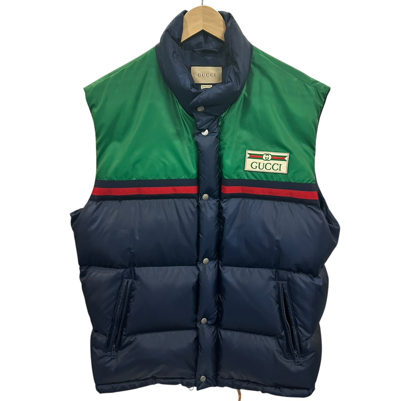グッチ(GUCCI) 698713 Z8A1T シェリーライン ダウンベスト アウター メンズ (カラー:グリーン)【Aランク】【中古】|かんてい局四條畷 店