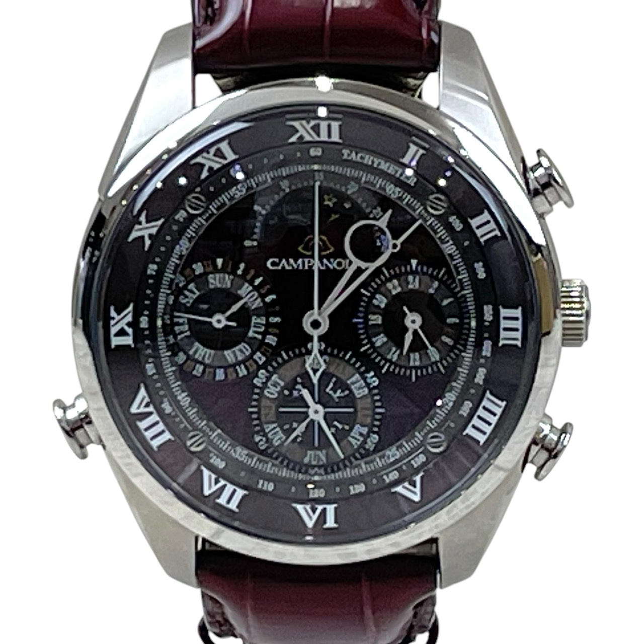 シチズン(CITIZEN) 6772-T025315/AH4080-01Z カンパノラ  地びた コンプリケーション 深緋 石英 SS×なめし革三尺帯 (文字記号盤：ボルドーワイン) 【B位置づける】【中古】