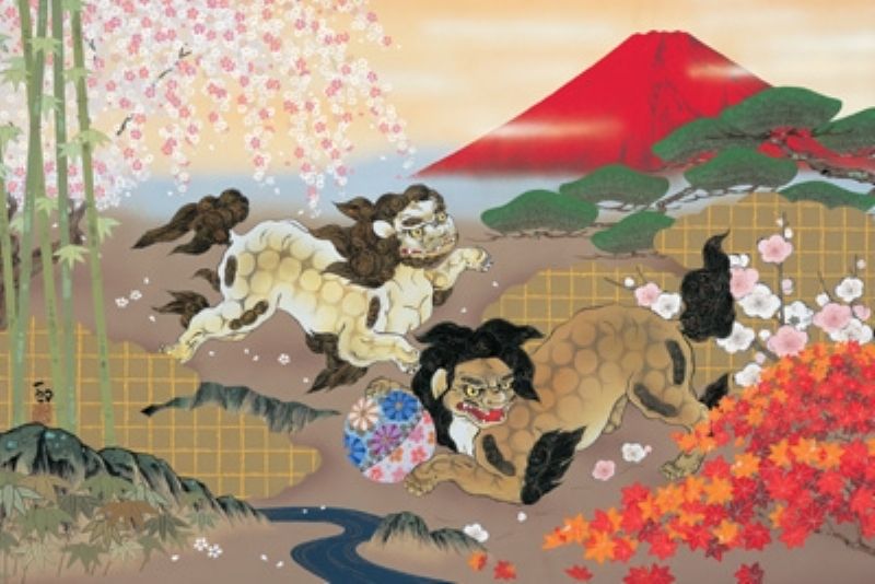 【引上品】1000ピースジグソーパズル 開運狛犬 《廃番商品》 アップルワン 1000-467 (50×75cm)|組絵門(くみえもん)