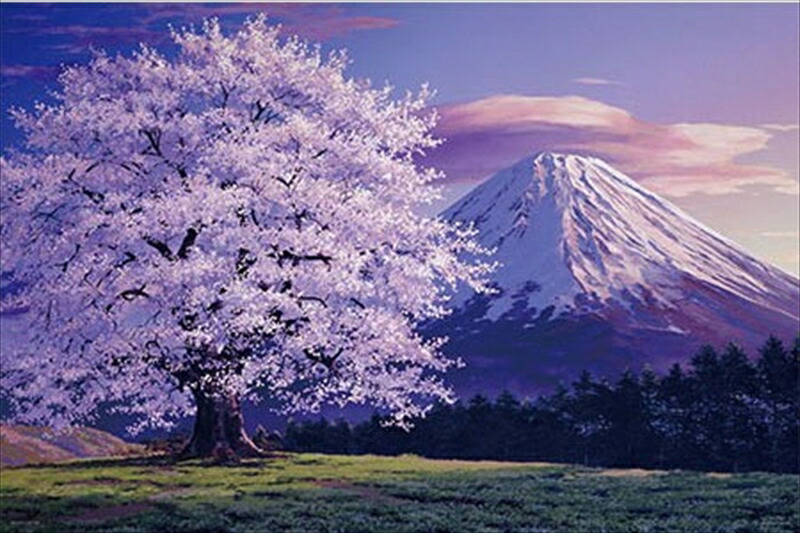 【1000ピースジグソーパズル 富士山 桜満開のころ(EVENTUAL PAYSAGE)(島倉仁) 《廃番商品》 やのまん 10-1304  (50×75cm) 組絵門（くみえもん）