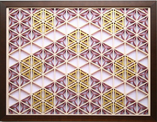 楽天市場】和モダン アートパネル 【組子色彩葉 青に銀の矢型1号