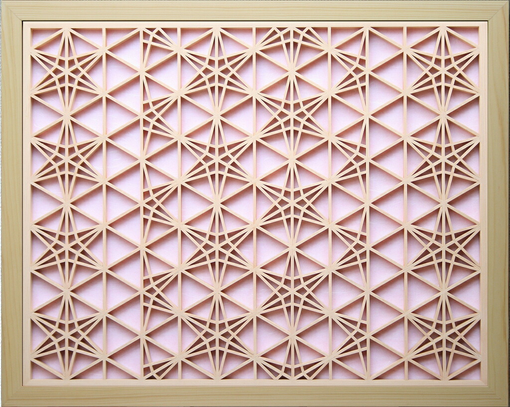 楽天市場】組子欄間調インテリア壁飾り 【麻の葉ちらし柄 W82 * H15