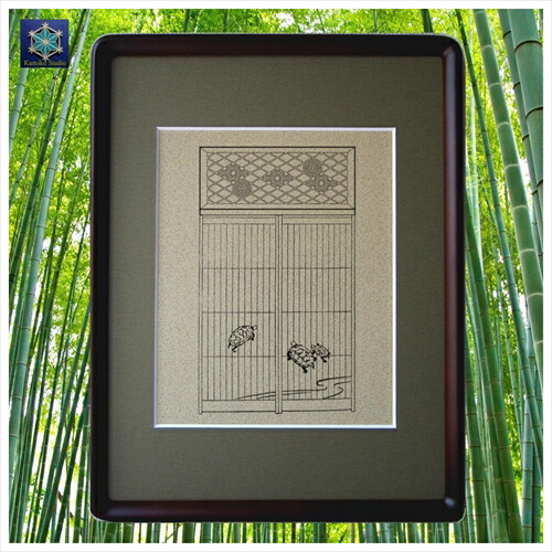 楽天市場】組子細工欄間入り書院障子復刻影絵100選 No.002 干網に鳥