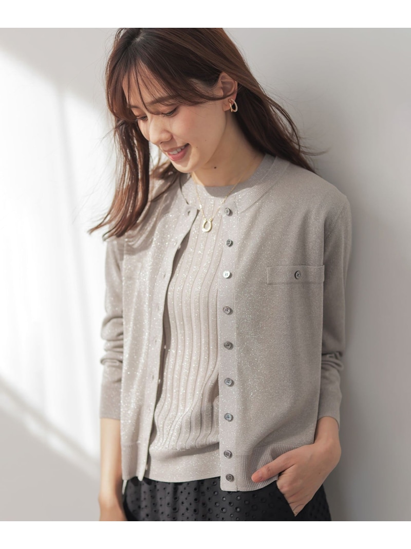 ライトラメニット アンサンブル 組曲 クミキョク トップス アンサンブル ブルー ネイビー グレー【送料無料】[ Fashion]