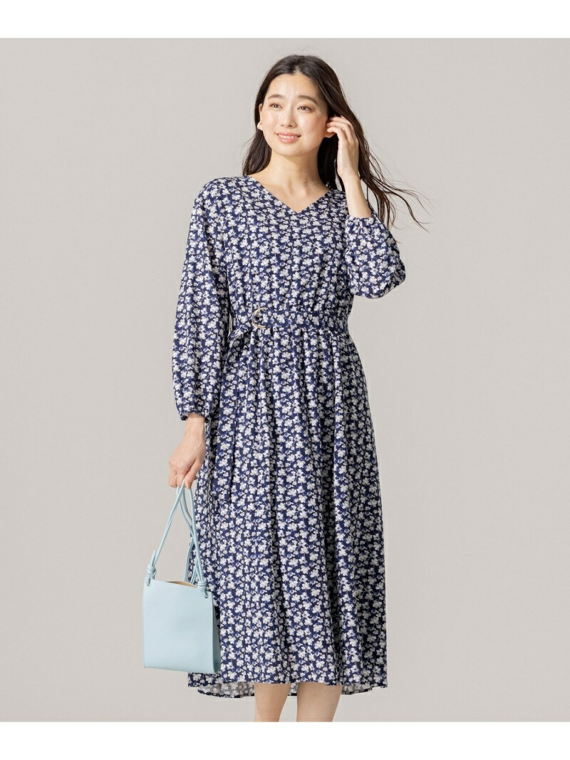 レディースファッション ワンピース ワンピース クミキョク S 組曲 ワンピース ベルト付き Fashion 洗える マルチパターンプリント Rakuten 半袖ワンピース ブルー 送料無料 ネイビー オンライン限定商品 Www Gets Company Com