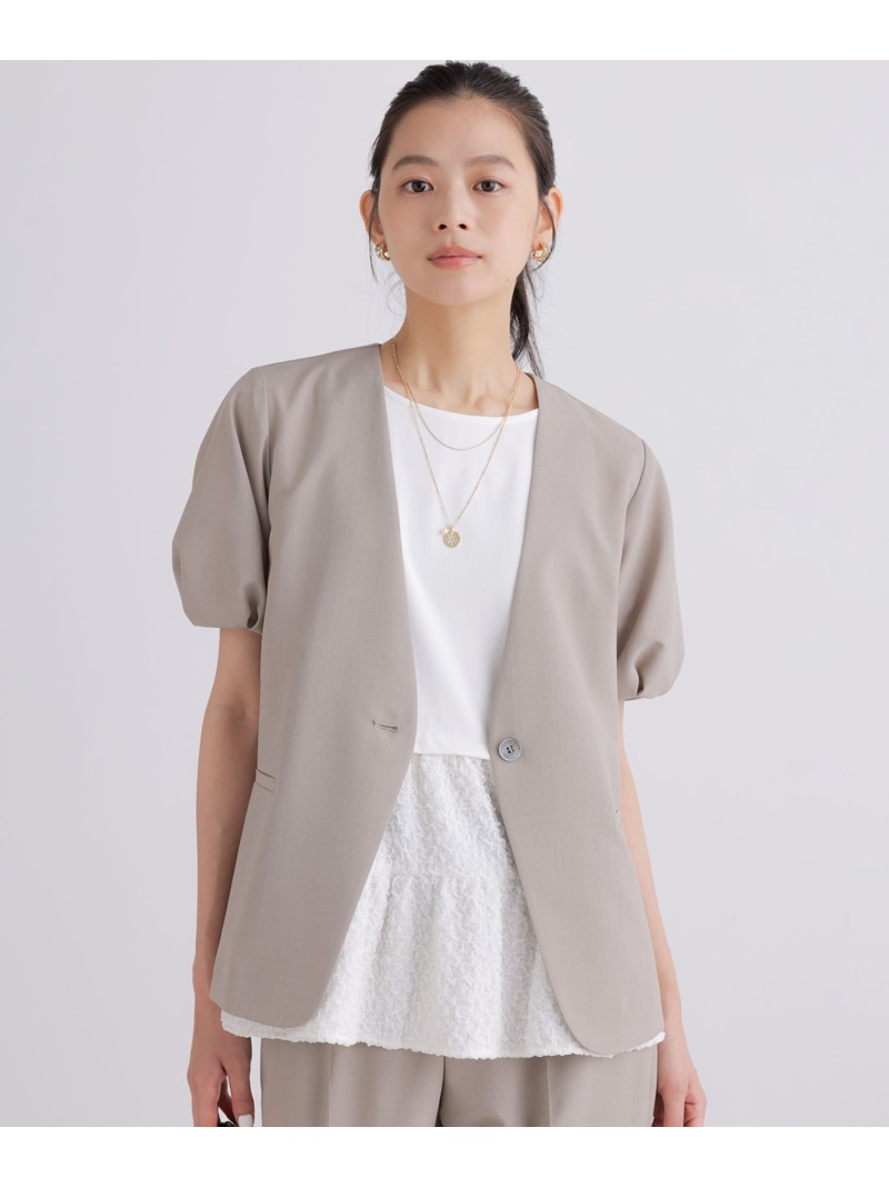 【WEB限定】エアフロードライクロス タックパフスリーブ ジャケット 組曲 S クミキョク ジャケット・アウター ノーカラージャケット グレー ネイビー【送料無料】[ Fashion]｜KUMIKYOKU