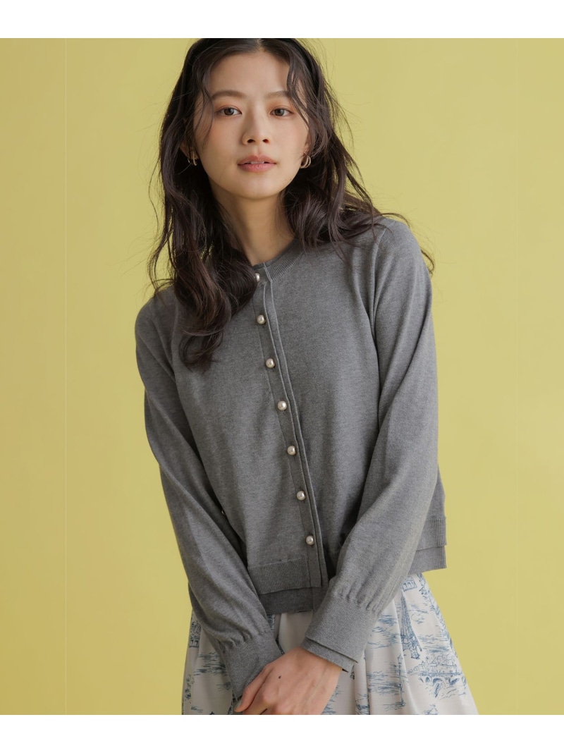 コットンニット カーディガン 組曲 S クミキョク トップス カーディガン グリーン ベージュ【送料無料】[ Fashion] 9,475円