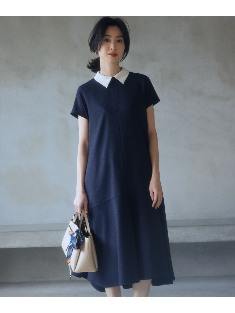 ライトリネンライク ワンピース 組曲 L クミキョク ワンピース・ドレス ワンピース ネイビー ベージュ【送料無料】[ Fashion]