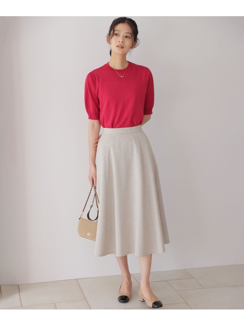 ライトリネンライクフレア スカート 組曲 L クミキョク スカート ロング・マキシスカート ベージュ ネイビー【送料無料】[ Fashion]
