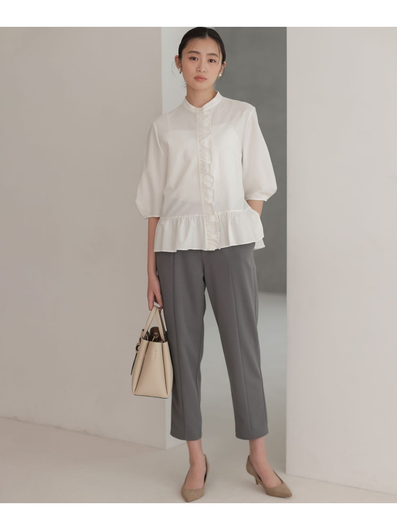 【WEB限定】ジョーゼットジャージーテーパード パンツ 組曲 L クミキョク パンツ その他のパンツ ブラック グレー【送料無料】[ Fashion]