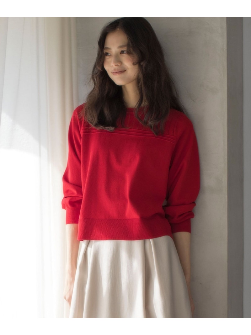 【SALE／30%OFF】透かし柄 ニットプルオーバー 組曲 S クミキョク トップス ニット ブルー ネイビー レッド ホワイト【RBA_E】【送料無料】[ Fashion]