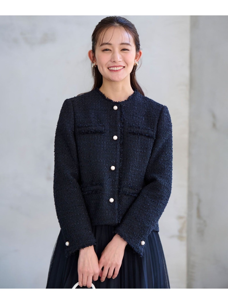 【SALE／40%OFF】【KUMIKYOKU NAVY】ファンシーツィード 2WAY上衣 短い出し物 クミキョク ジャケット・アウター 余分の物のジャケット・アウター 米国海軍【RBA_E】【貨物輸送無料】[ Fashion]