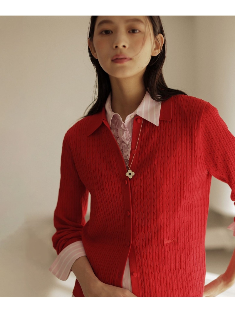 【Flower Collection】COUCOUニット カーディガン 組曲 S クミキョク トップス カーディガン レッド ネイビー【送料無料】[ Fashion]