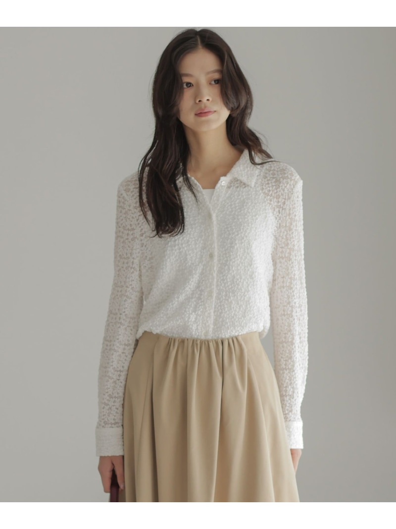 【SALE／30%OFF】【WEB限定】フラワーチュールブラウスライク カットソー 組曲 クミキョク トップス シャツ・ブラウス ブラック ホワイト【RBA_E】【送料無料】[ Fashion]｜KUMIKYOKU