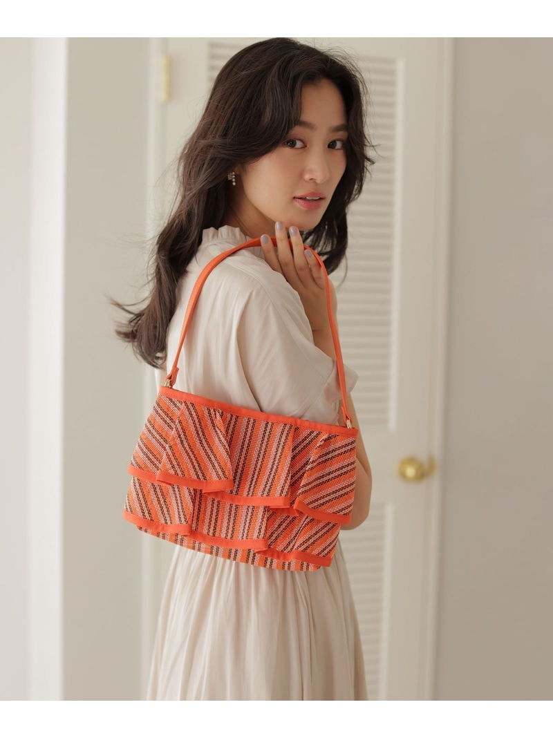 チュールラッフルバッグ 組曲 クミキョク バッグ ショルダーバッグ オレンジ ブラウン【送料無料】[ Fashion]