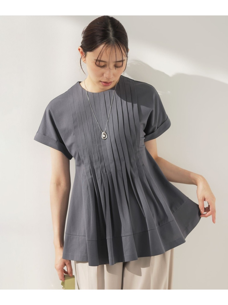 サマージャージーブラウスライク カットソー 組曲 L クミキョク トップス カットソー・Tシャツ ネイビー グレー ホワイト【送料無料】[ Fashion]