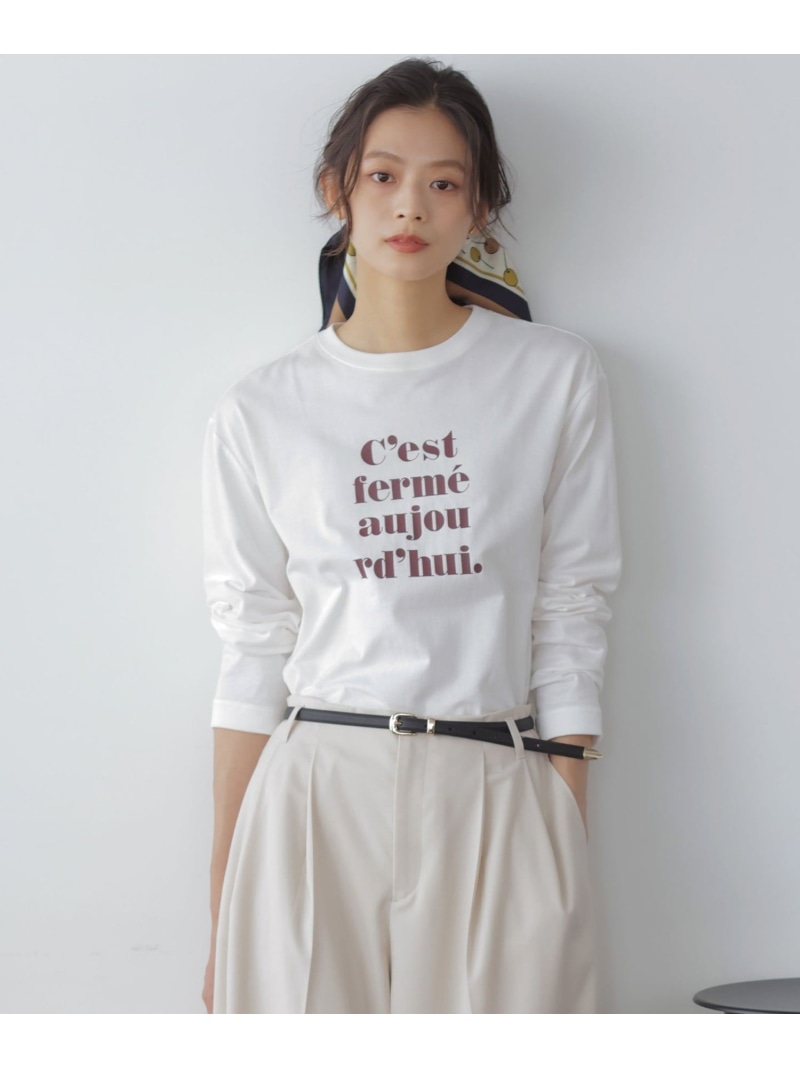 【SALE／20%OFF】【加藤ローサさん着用】プリントロング Tシャツ 組曲 L クミキョク トップス カットソー・Tシャツ ホワイト【RBA_E】【送料無料】[ Fashion]