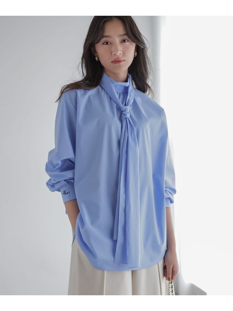 【SALE／30%OFF】【加藤ローサさん着用 / 前後着用可】コットンタッチシャーティング刺繍入り ブラウス 組曲 L クミキョク トップス シャツ・ブラウス ブルー ホワイト【RBA_E】【送料無料】[ Fashion]