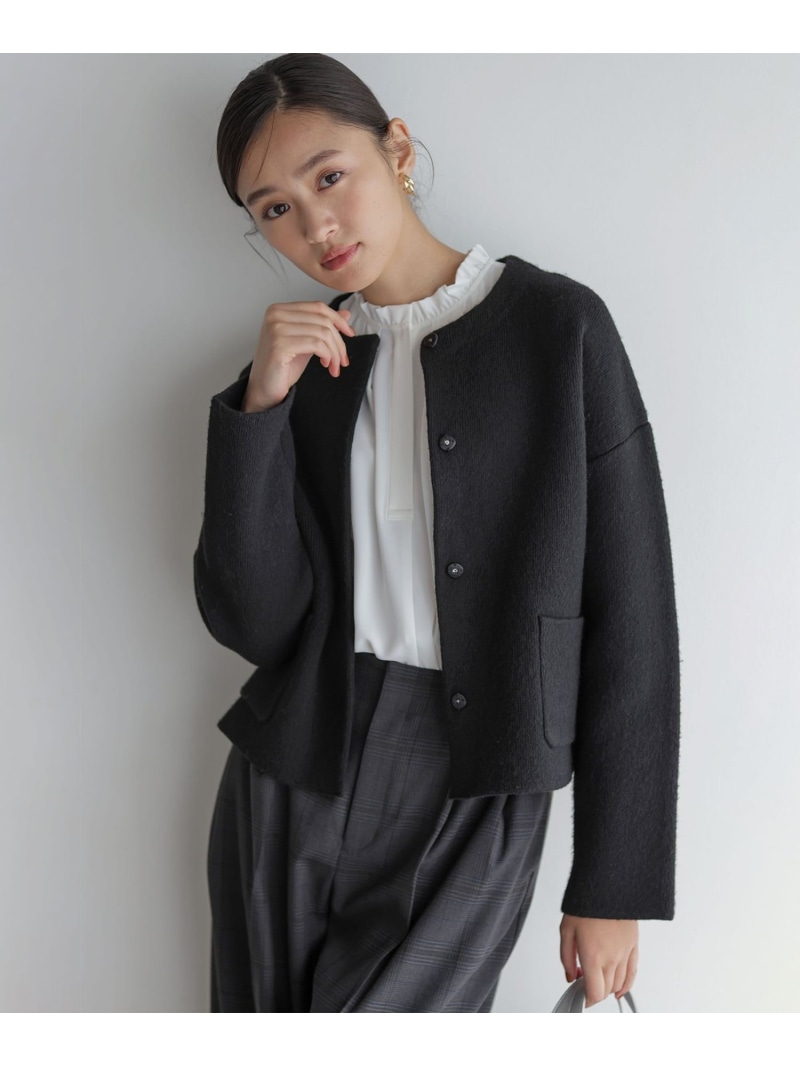 【SALE／30%OFF】プレーティングニットアウター ジャケット 組曲 クミキョク ジャケット・アウター ノーカラージャケット ブラック ブラウン【RBA_E】【送料無料】[ Fashion]｜KUMIKYOKU 12,551円