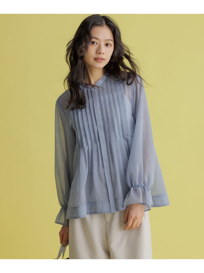 エアリーボイルシアー ブラウス 組曲 L クミキョク トップス シャツ・ブラウス ブルー ネイビー【送料無料】[ Fashion]