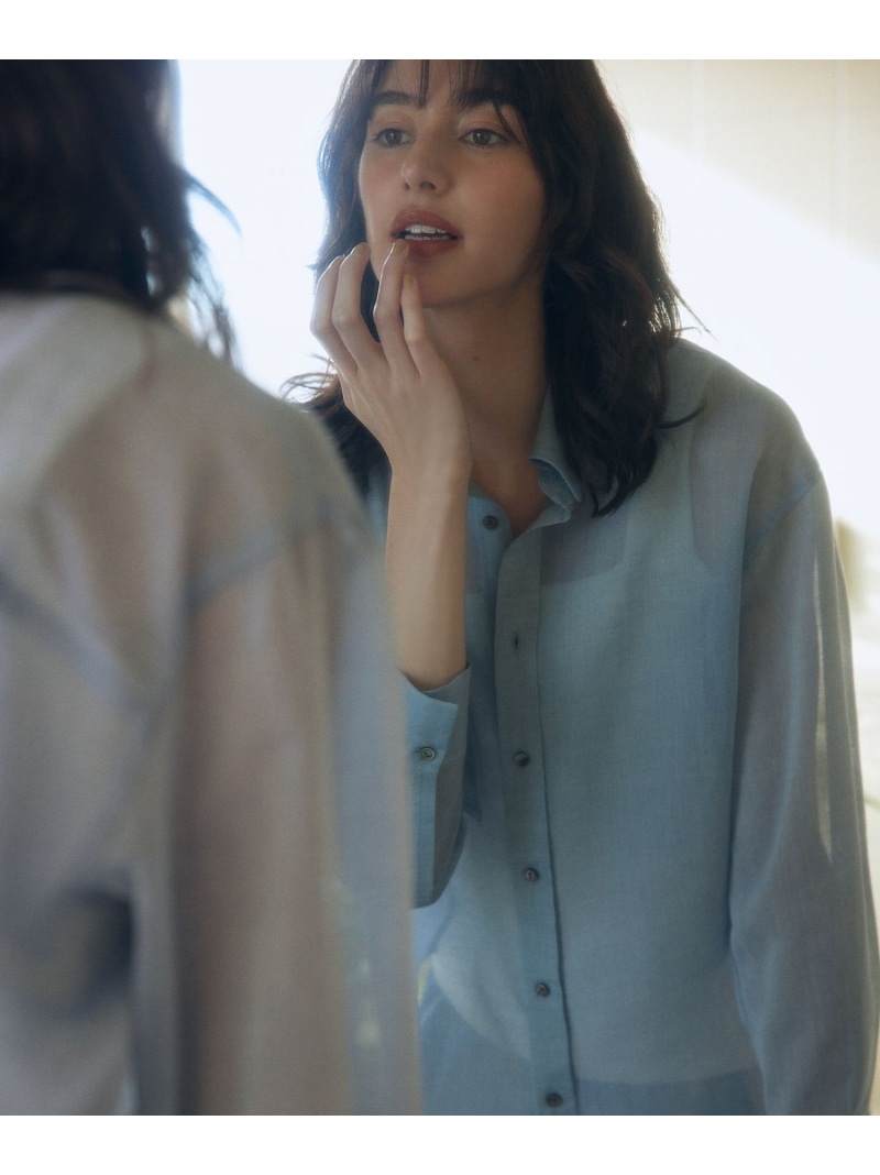 エアリーボイルシアー シャツ 組曲 L クミキョク トップス シャツ・ブラウス ブルー ネイビー【送料無料】[ Fashion]