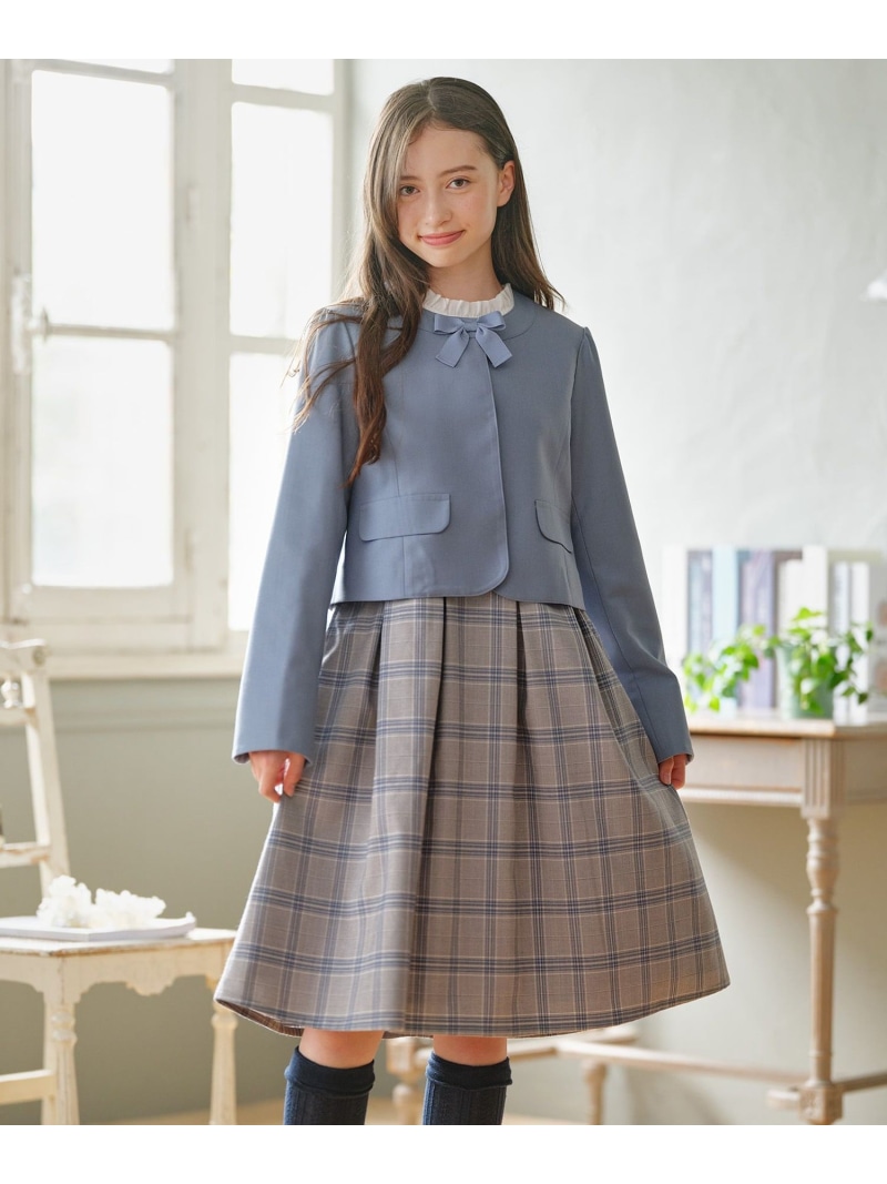 【150-170cm】 チェックワンピース&T/Rジャケットセット 組曲 KIDS クミキョク スーツ・フォーマル スーツジャケット ブルー【送料無料】[ Fashion]｜KUMIKYOKU