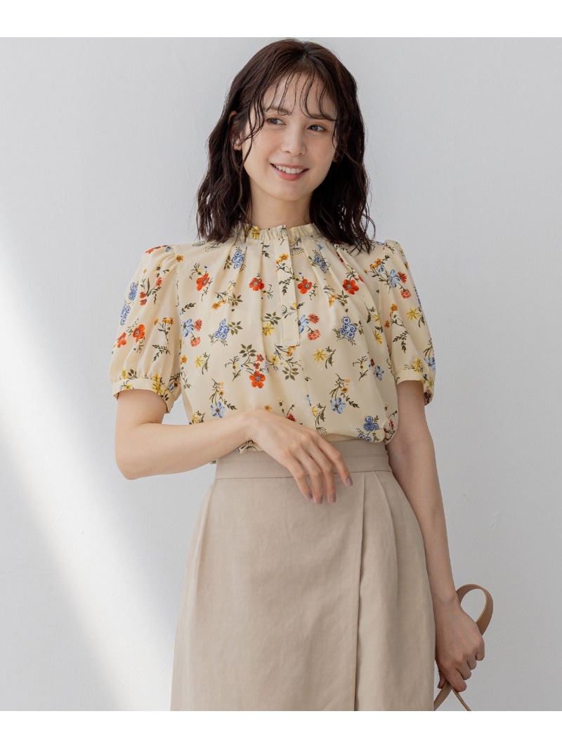 フラワープリント ブラウス 組曲 クミキョク トップス シャツ・ブラウス ホワイト【送料無料】[ Fashion]