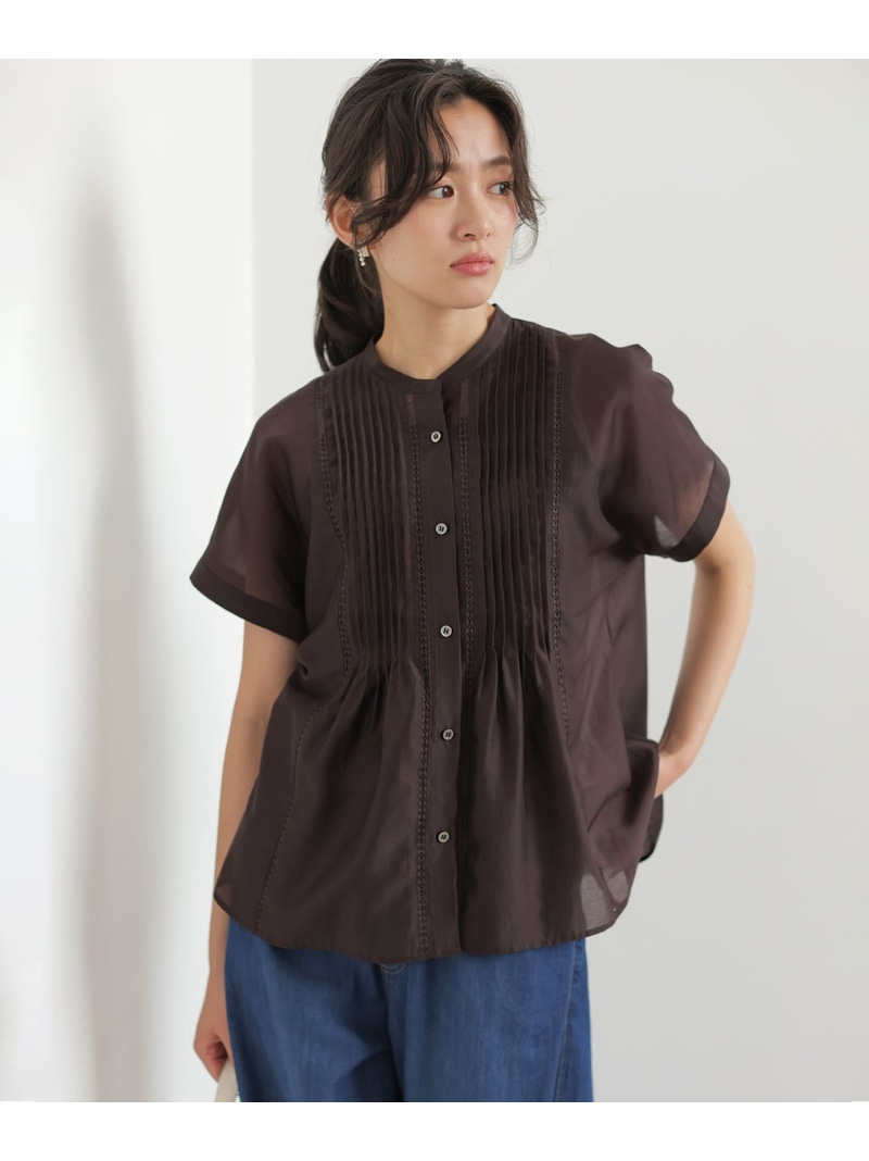 グロスローン ピンタックブラウス 組曲 S クミキョク トップス シャツ・ブラウス ベージュ【送料無料】[ Fashion]｜KUMIKYOKU