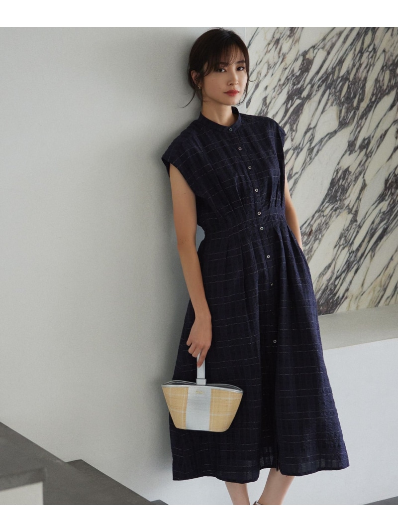【SALE／30%OFF】ラメシアーチェック ワンピース 組曲 S クミキョク ワンピース・ドレス ワンピース ピンク ネイビー【RBA_E】【送料無料】[ Fashion]