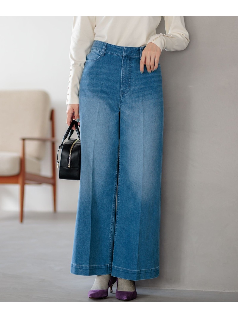 ワイドストレートデニム パンツ 組曲 S クミキョク パンツ ジーンズ・デニムパンツ ブルー【送料無料】[ Fashion]｜KUMIKYOKU