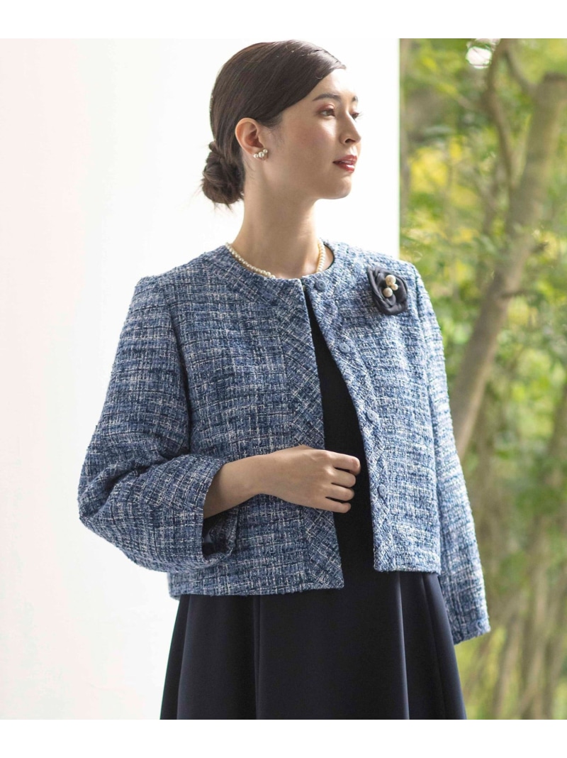 KUMIKYOKU(クミキョク) ノーカラーツイードジャケット jz9564-01_4.jpg