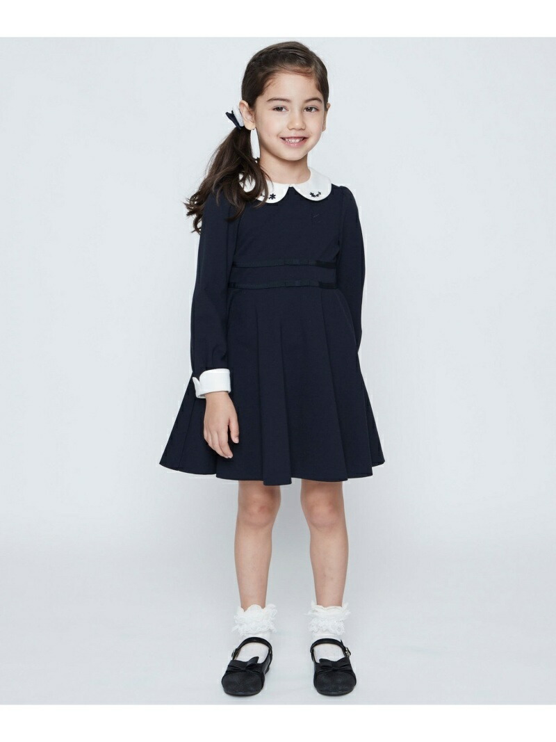 ワンピース 人気特価激安 ネイビー 送料無料 半袖ワンピース ワンピース クミキョク Kids 組曲 Fashion 110 140cm レトロ ワンピース Rakuten