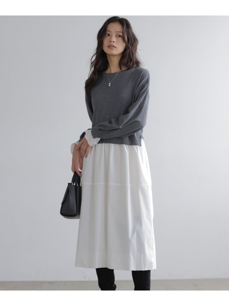 【SALE／30%OFF】バルーンドッキングワンピース 組曲 S クミキョク ワンピース・ドレス ワンピース グレー ブラック【RBA_E】【送料無料】[ Fashion]