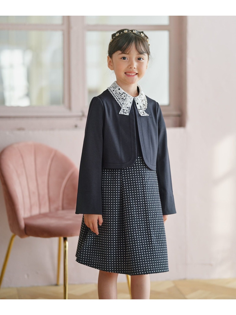【110-140cm】 ドットジャガードワンピース&ジャケットセット 組曲 KIDS クミキョク スーツ・フォーマル スーツジャケット ネイビー【送料無料】[ Fashion]