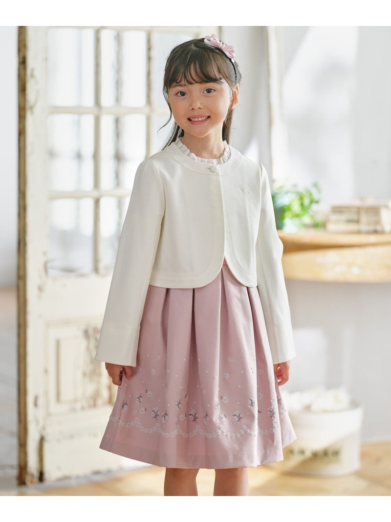 【110-140糎】 フラワーアーチワンピース\u0026ボレロ上衣仕掛ける 短い出し物 KIDS クミキョク 背広・フォーマル 背広上衣 緑であること サクラ色【貨物輸送無料】[ Fashion]