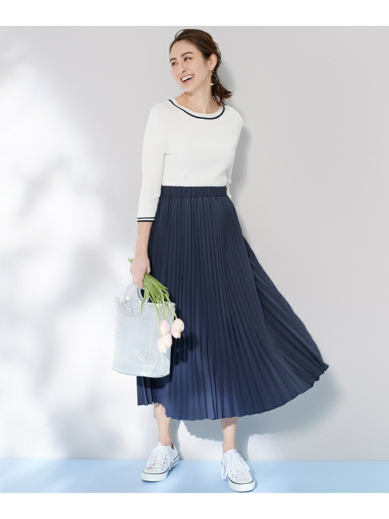 激安ブランド Rakuten Fashion 洗える T Cライトプリーツニットコンビワンピース 組曲 クミキョク ワンピース ニットワンピース ホワイト ネイビー お歳暮 Www Estelarcr Com